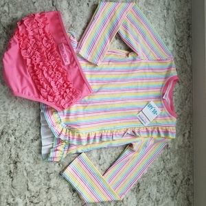 Ruffle Butts Girls Rash Guard Swimsuit - Size 8